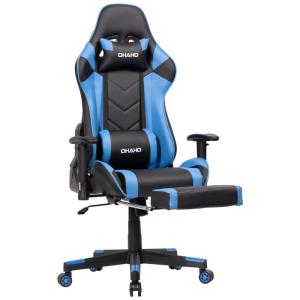 Cadeira Gamer Ergonômica Giratória Ajustável com Apoio para os Pés, e, OHAHO, Azul