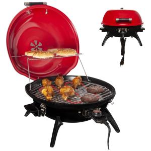 Homewell Churrasqueira Elétrica Portátil serve 6 Porções, 110V, 1600W, Vermelha