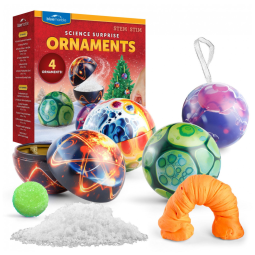 Kit de Enfeites de Natal Blue Marble Science Surpresa para Crianças - 4 Ornamentos com Experimentos Científicos e Atividades Divertidas