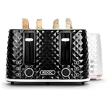 KOOC Torradeira de 4 Fatias com 6 Níveis e Função Bagel, Aço Inoxidável, 110V, Preta