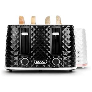 KOOC Torradeira de 4 Fatias com 6 Níveis e Função Bagel, Aço Inoxidável, 110V, Preta