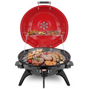 Churrasqueira Elétrica Techwood para Uso Interno e Externo - 15 Porções, Design Duplo, Portátil com Suporte Removível, 1600W