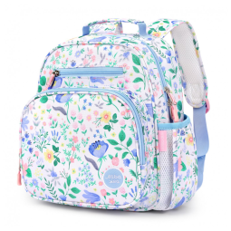 Mochila infantil floral azul mibasies 7L para meninas 2 a 4 anos 30 cm