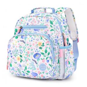 Mochila infantil floral azul mibasies 7L para meninas 2 a 4 anos 30 cm