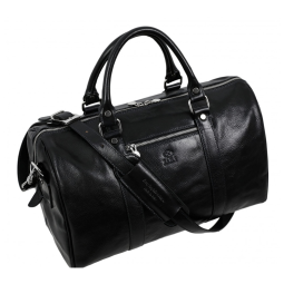 Bolsa de Viagem Masculina Clássica de Couro, TIME RESISTANCE, Preto