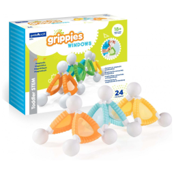 Conjunto magnético STEM Guidecraft Grippies Windows com 24 peças para exploração de luz, cor e construções 2D/3D