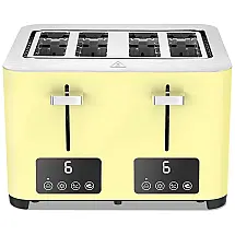 Torradeira de 4 Fatias com 6 Níveis de Tostagem em Aço Inoxidável, 1500W, 110v, BBDAY, Amarelo