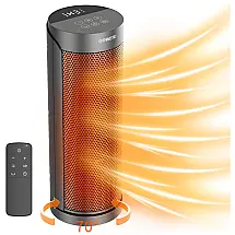 Aquecedor Elétrico Portátil com Controle Remoto, Temporizador 12H e Silencioso, 110V 1500W, QOWETU, Preto