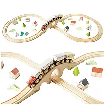 Conjunto de Trem de Madeira com Trilho em Forma de Infinito para Crianças a Partir de 18 Meses, Le Toy Van.