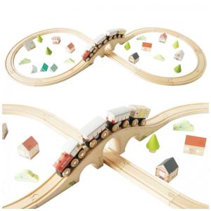 Conjunto de Trem de Madeira com Trilho em Forma de Infinito para Crianças a Partir de 18 Meses, Le Toy Van.