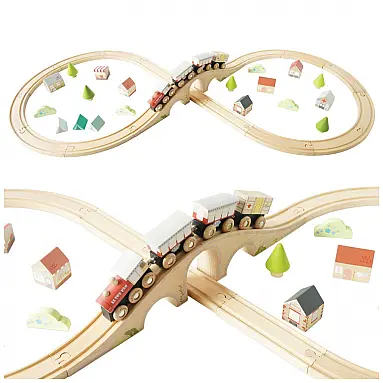 Conjunto de Trem de Madeira