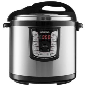 Panela de Pressão Elétrica 9.5 Litros com 13 Modos de Cozimento, Aço Inoxidável, 110V 1400W, Gourmia GPC1000, Prateada