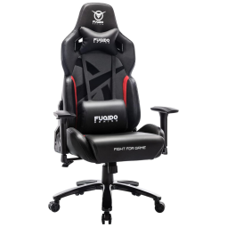 Fuqido Cadeira Gamer Ergonômica Reclinável e Giratória com Apoio Lombar e Cabeça, Preta