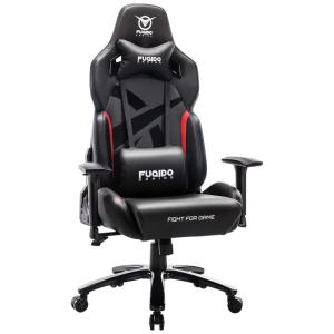 Fuqido Cadeira Gamer Ergonômica Reclinável e Giratória com Apoio Lombar e Cabeça, Preta