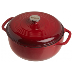 EC6D43 Panela de Ferro Fundido 6 Litros Forno Holandês Esmaltado e Antiaderente, LODGE EC6D43PLT, Vermelho