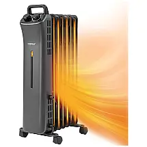 Aquecedor Elétrico a Óleo com 3 Modos e Termostato Embutido, 1500W 110V, COSTWAY, Preto