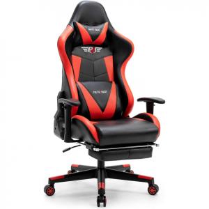 Cadeira Gamer Ergonômica Giratória com Suporte Lombar e Apoio para os Pés, PATIOMAGE, Vermelho