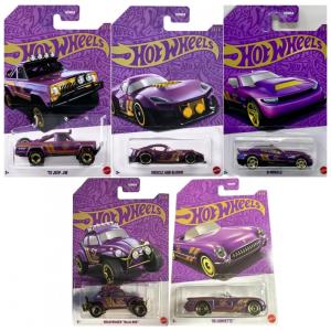 Coleção de Carros Hot Wheels Die-Cast, Edição Comemorativa de 57º Aniversário em Pérola Cromada - Conjunto de 5 Carros (Veículo Chase Não