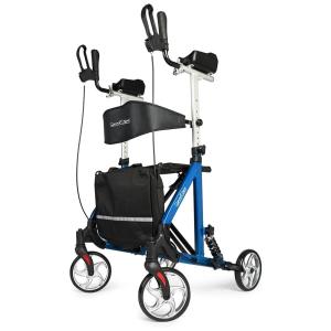 Andador Adulto Idoso com Apoio de Braço, Assento Acolchoado e Cesto, Suporta até 136 kg, GREENCHIEF, Azul