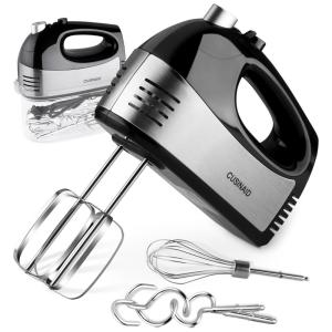 Batedeira Elétrica Portátil de 5 Velocidades e Acessórios, 110V 250W, Cusinaid, Preta