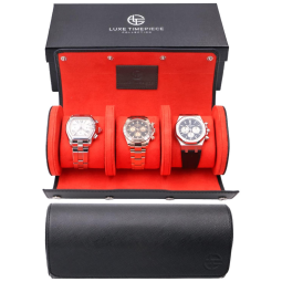 Coleção de Relógios Caixa, Estojo para Relógios Protege e zena, 3 Lugares, LUXE TIMEPIECE COLLECTION, Preto