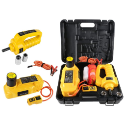 Macaco Elétrico Automotivo 12V até 6 Toneladas, com Chave de Impacto Elétrico, MRCARTOOL, Amarelo