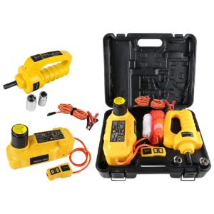 Macaco Elétrico Automotivo 12V até 6 Toneladas, com Chave de Impacto Elétrico, MRCARTOOL, Amarelo