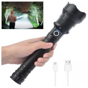 Alifa P70 Lanterna 9000LM, Distancia 500 M, com USB, à Prova DÁgua IPX8, Preta