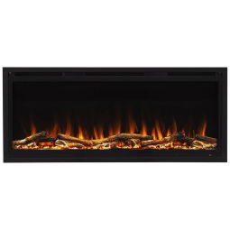 Lareira Elétrica de Embutir A43x101L cm com Chamas Multicoloridas, Controle Remoto, Conjunto de Toras de Fogo Falso e Cristais, 110V 1500W