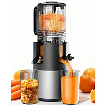 Extrator de Sucos Prensa Fria IIUIPI 300W, Boca Larga 13,5 cm, Extração Lenta 50 rpm, 2L, Silencioso, Livre de BPA, Preto