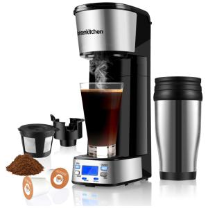 Cafeteira Elétrica Programável 2 em 1 com Controle de Força de Infusão, 110v, BONSENKITCHEN CM8006, Preto