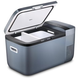 Mini Geladeira 20 litros CC 12, 24V, CA 100 240V 17C a 10C Operada por Bluetooth, ICECO, Cinza escuro