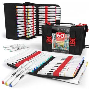Kit de Canetas Profissionais com Pontas Duplas e Bolsa para Transporte, 60 Peças, ARTEZA