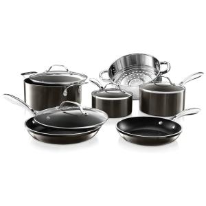 Conjunto de Panelas e Frigideiras Antiaderentes com Superfície de Diamante, 10 Peças, GOTHAM STEEL, Preto