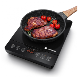 Cooktop de Indução Portátil AAOBOSI 20 Níveis de Potência e Temperatura, 1800W, Queimador Único com Bobina de Aquecimento