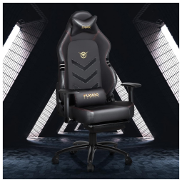 Cadeira Gamer Ergonômica Giratória com Apoio de Braços 3D e Suporte Lombar Ajustável, FUQIDO, Preto