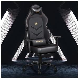 Cadeira Gamer Ergonômica Giratória com Apoio de Braços 3D e Suporte Lombar Ajustável, FUQIDO, Preto