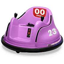 Carro Elétrico Infantil 6V Kidzone Roxo, Controle Remoto, Luzes LED, Giro 360º, Adesivo Personalizável, 1-5 Anos