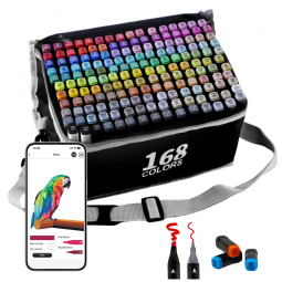 Conjunto de Canetas Artisticas 170 Cores com Pontas Duplas para Crianças, Artistas e Adultos, SiwaQio