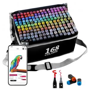 Conjunto de Canetas Artisticas 170 Cores com Pontas Duplas para Crianças, Artistas e Adultos, SiwaQio