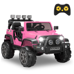 JOYMOR Carro Elétrico para Crianças 2 Assentos com Controle Remoto 2.4G, até 4 km, h, 12V, Rosa