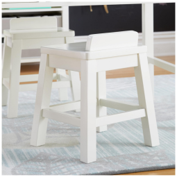 Martha Stewart Conjunto 2 Banquinhos Infantís em Madeira Branca Creme com Assento 38 cm e Antitombamento para Crianças a partir de 3 Anos