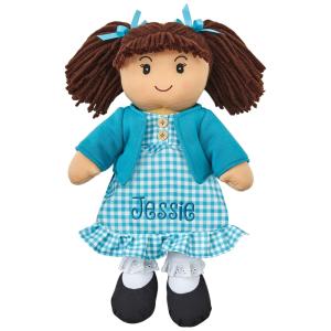 Boneca de Pano Personalizada MiniMe Doll para Meninas Cabelos Castanhos Escuros - Lets Make Memories