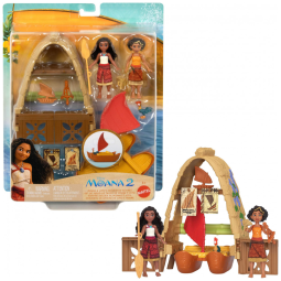 Moana e Loto's Workshop Playset com Barco Flutuante e 5 Acessórios, Disney Moana 2, Mattel