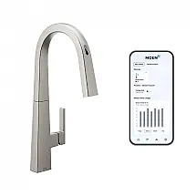 Torneira Cozinha Inteligente com Controle de Voz e Aumento de Potência, Inoxidável, Moen Nio S75005EVSRS, Prata