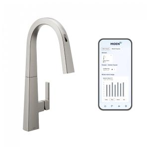 Torneira Cozinha Inteligente com Controle de Voz e Aumento de Potência, Inoxidável, Moen Nio S75005EVSRS, Prata