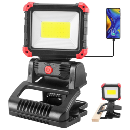 Luz de Trabalho Portátil 2000 Lúmens com 3 Modos de Iluminação Recarregável USB, TRESDA, Preto