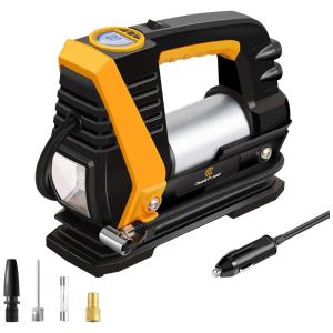 Compressor de Ar Elétrico, 120PSI, 12V, 120W, Automático, com Luz LED de Emergência, C P CHANTPOWER, Preto