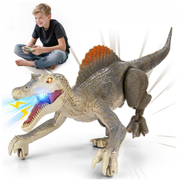 Brinquedo de dinossauro, Dinosaurio Realista de Controle Remoto para Crianças, 35 cm, 2.4GHz, Andar, Recarregável, Olhos 3D Realistas