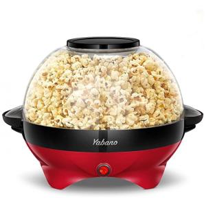 Pipoqueira Elétrica Yabano, Faça Pipocas em Casa em Minutos com 6 litros, Placa Antiaderente, Agitação Automática e Cabos Isolados